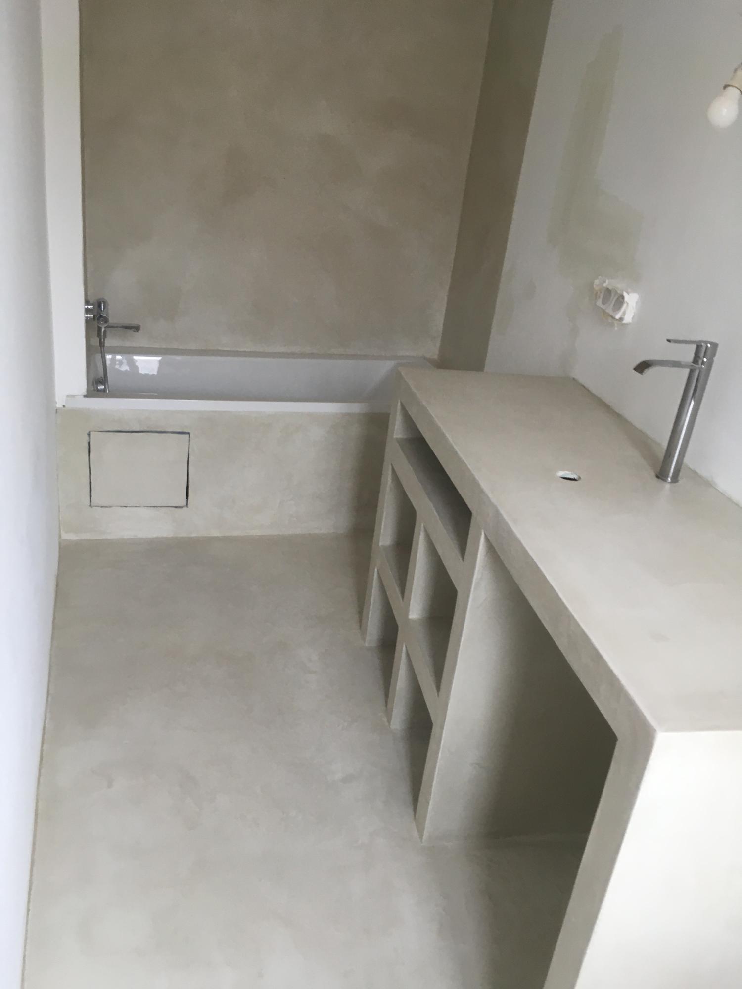 salle de bain meubles beton cire 