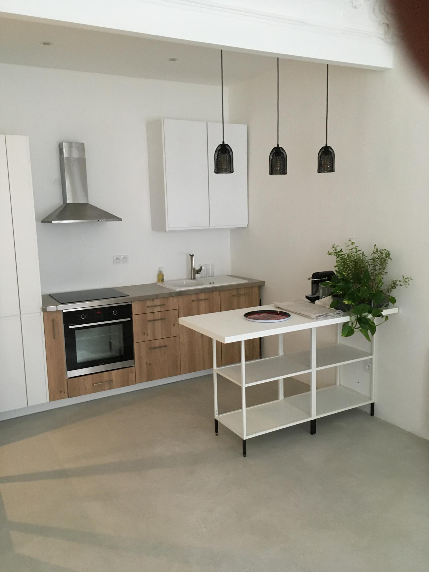 deco cuisine sol peinture appartement contemporain 